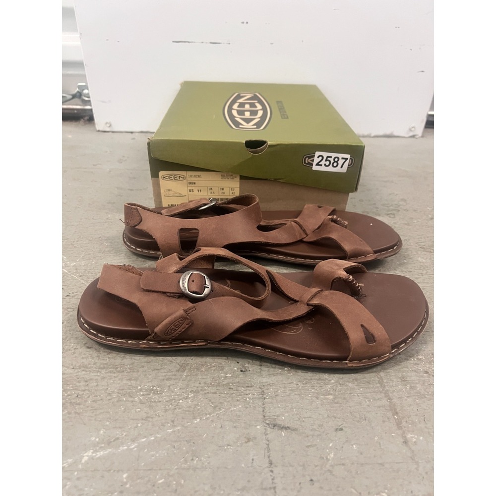 Keen Alman Sandals Women's US 11 Brown Leather Toe Post Adjustable Ankle Strap